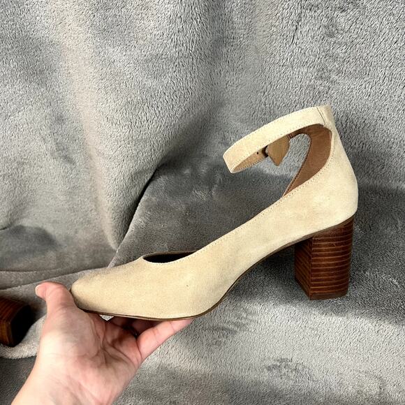 Soludos Gemma Heel Shoes Womens 8 Beige Suede Leather Strappy Anthropologie - Picture 11 of 13